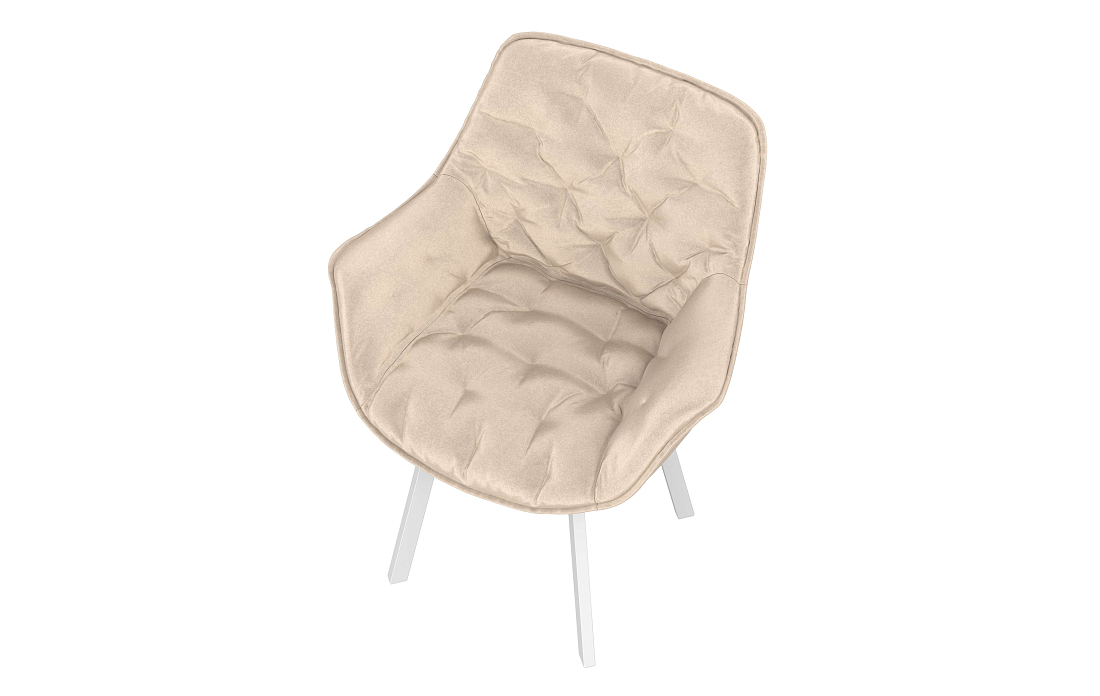 Стул Квинта велюр конфетти крем/Цвет металл белый